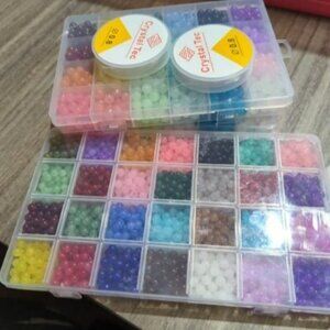 1400PCS Glass Beads for Jewelry Making, 24 Colors 8mm Crystal Beads Bracelets